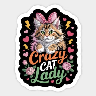 Floral Fashion British Longhair Crazy Cat Lady Mother Mommy Sticker
